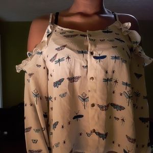 Off shoulder Mesh Top